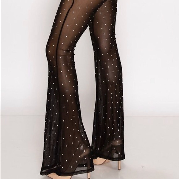 Show Some Flare Rhinestone Mesh Pant - Picture 5 of 6